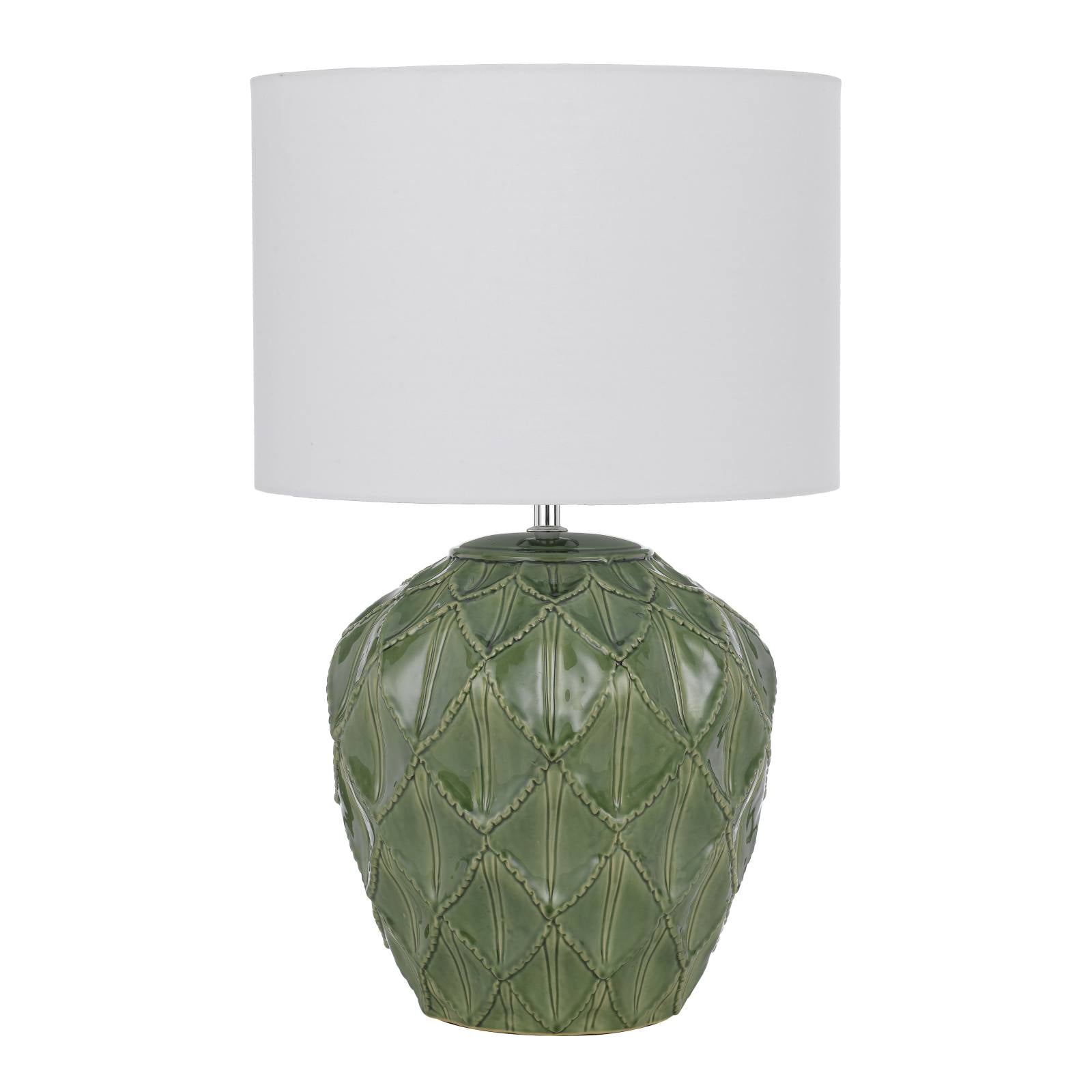 Diaz Ceramic Table Lamp, White, Green