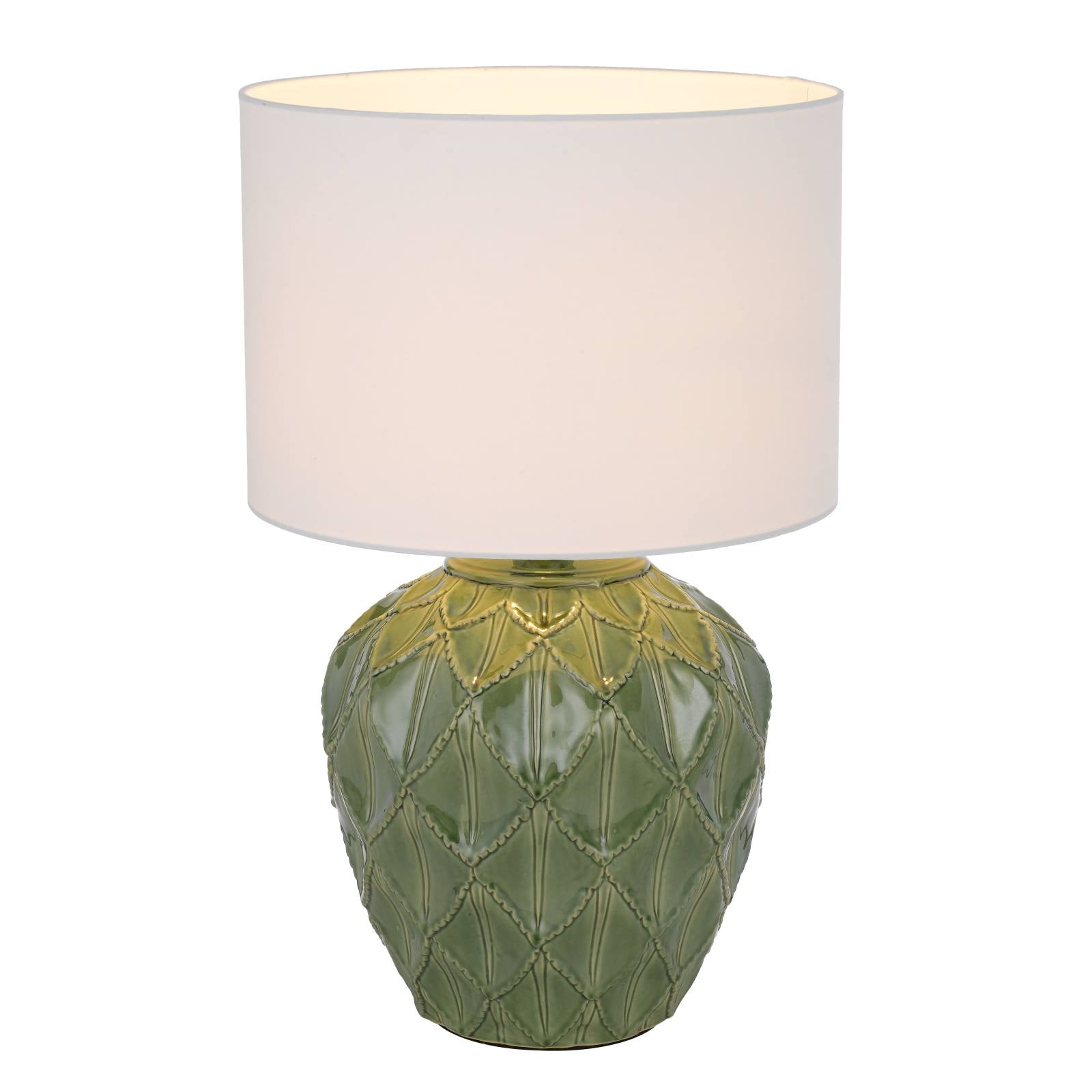 Diaz Ceramic Table Lamp, White, Green