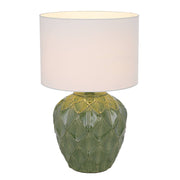 Diaz Ceramic Table Lamp, White, Green