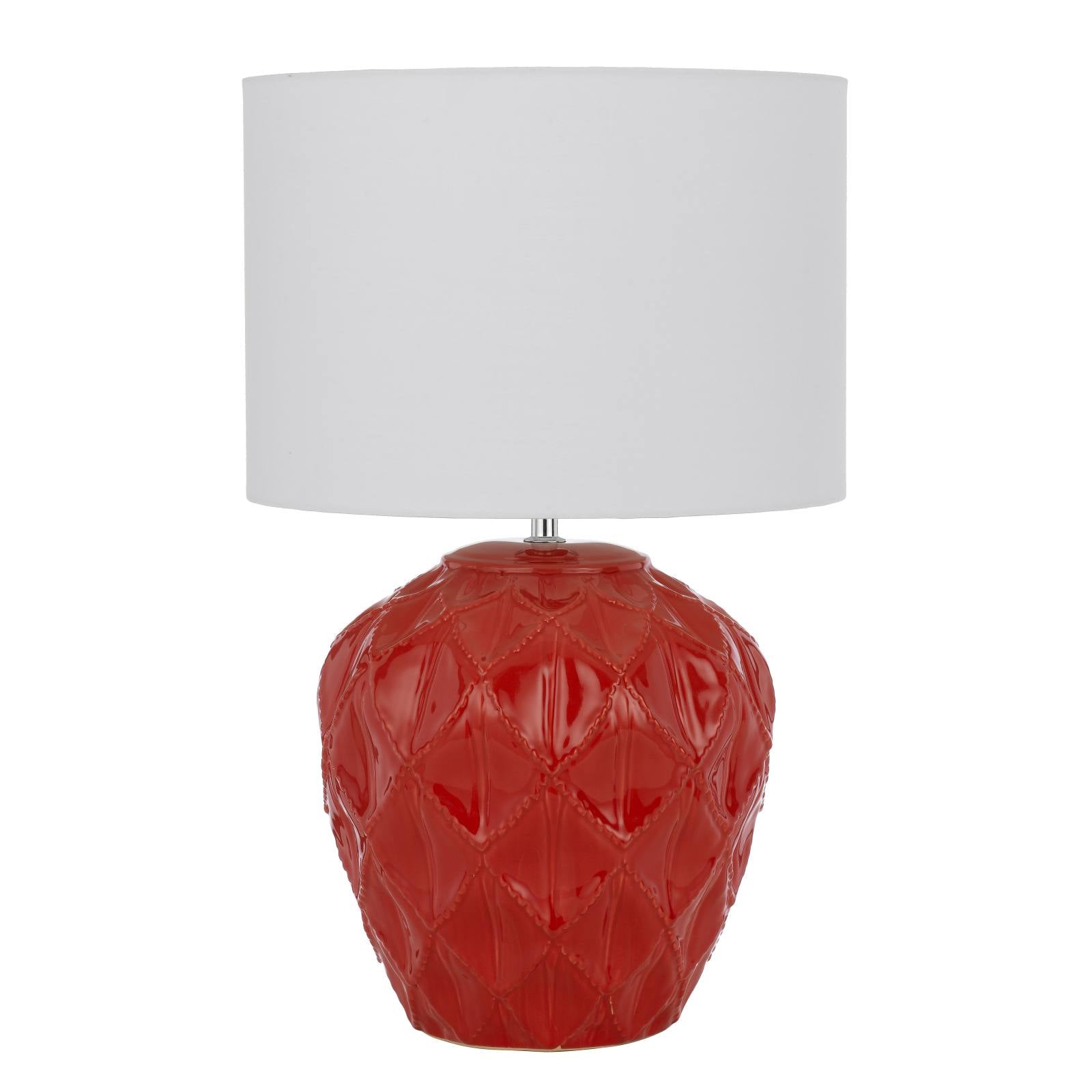 Diaz Ceramic Table Lamp, White, Red