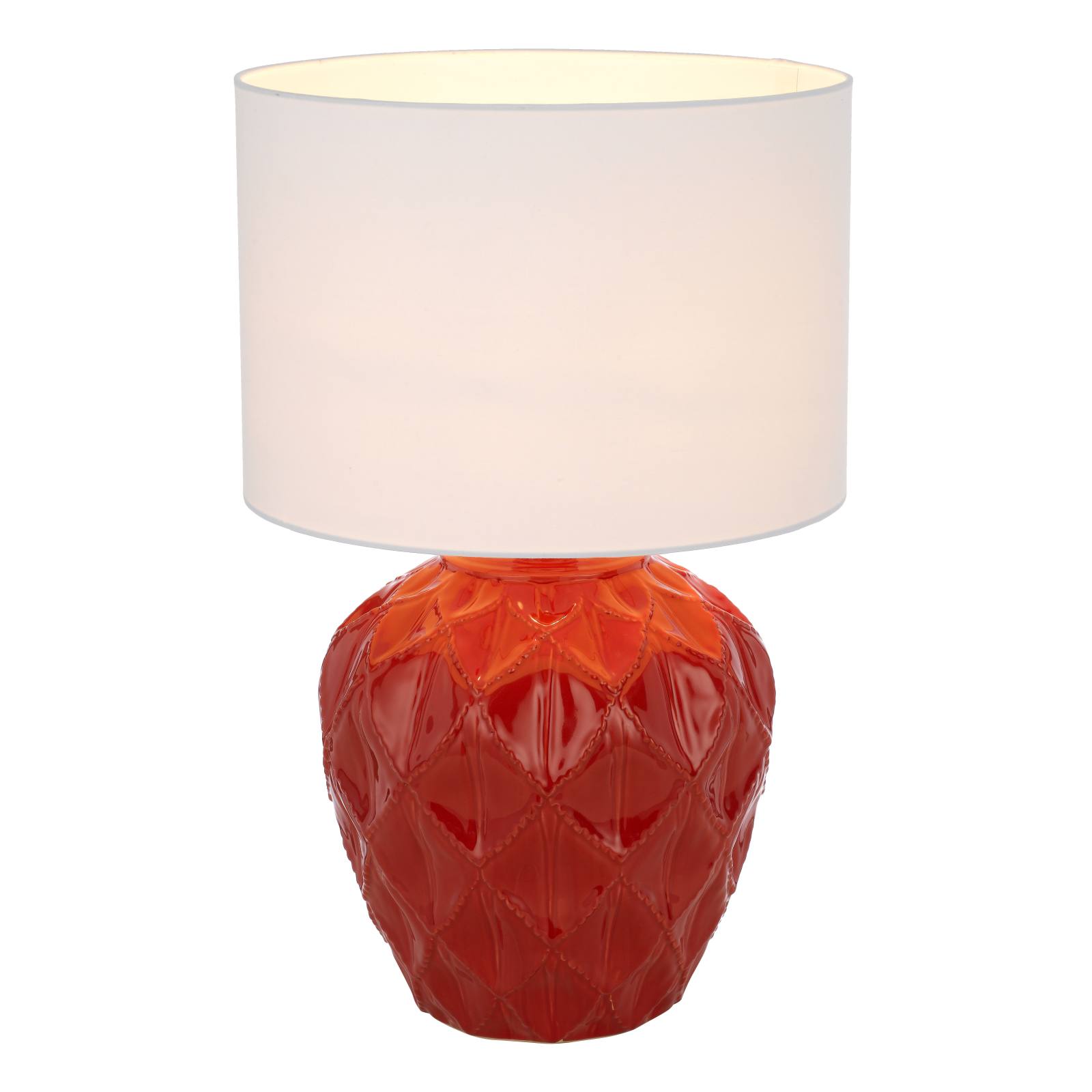 Diaz Ceramic Table Lamp, White, Red