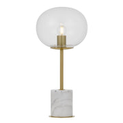 Dimas Table Lamp, Clear Glass, White Marble, Antique Gold