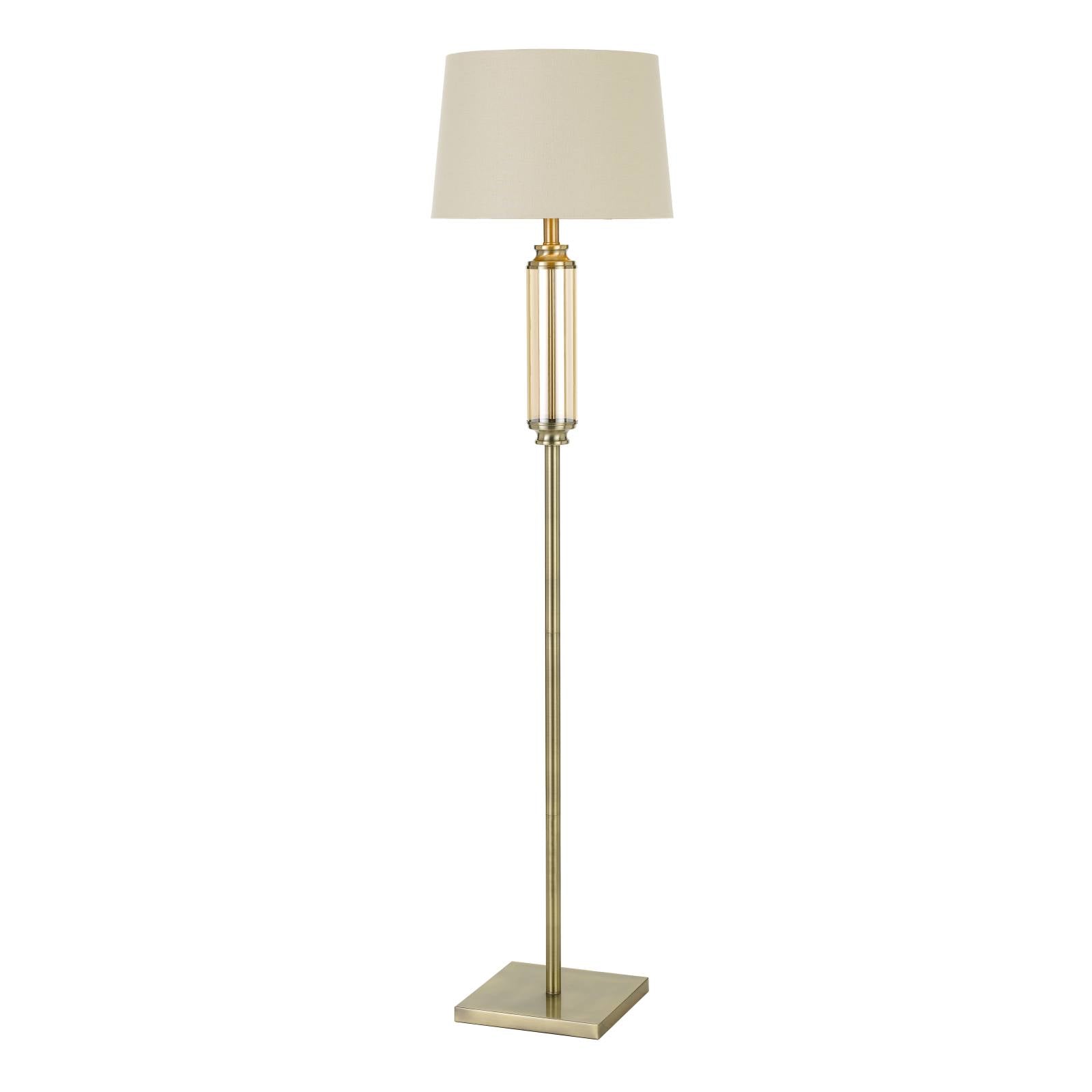 Dorcel Floor Lamp, Antique Brass with Amber Shade