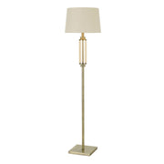Dorcel Floor Lamp, Antique Brass with Amber Shade