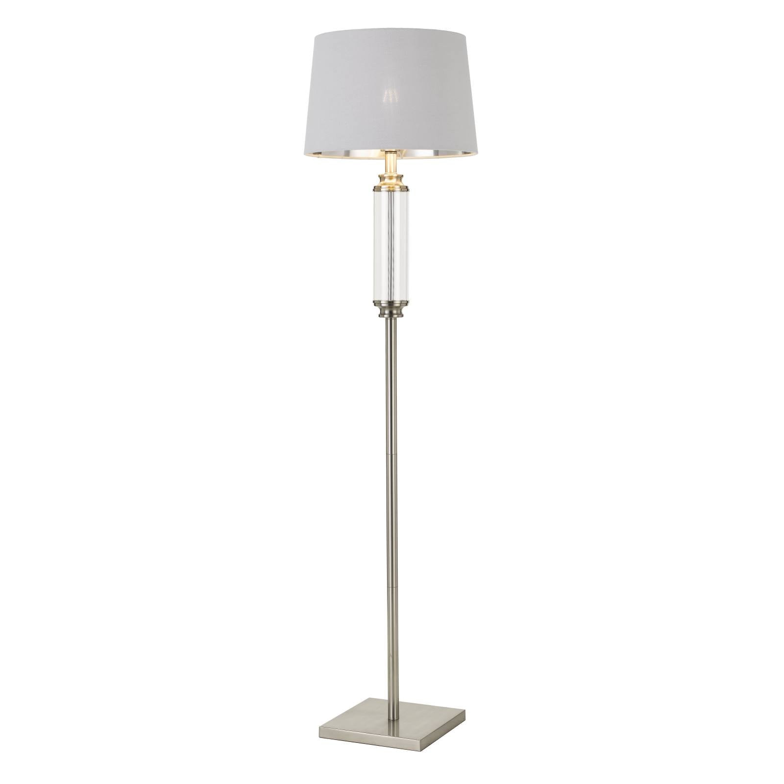 Dorcel Floor Lamp, Nickel with Clear Shade