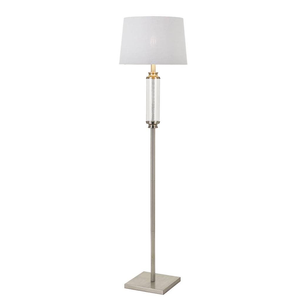 Dorcel Floor Lamp, Nickel with Clear Shade