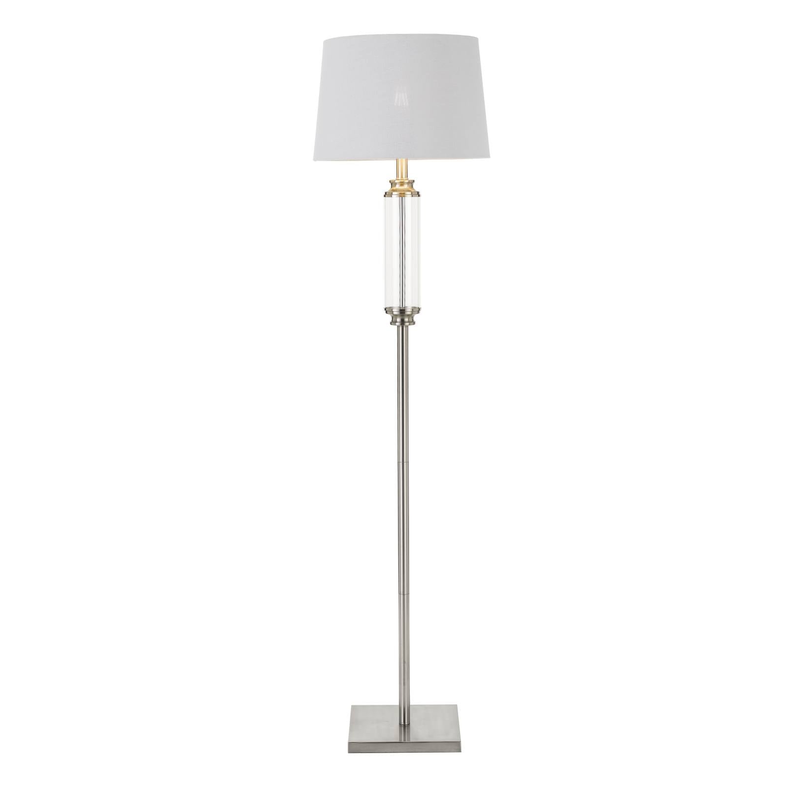 Dorcel Floor Lamp, Nickel with Clear Shade