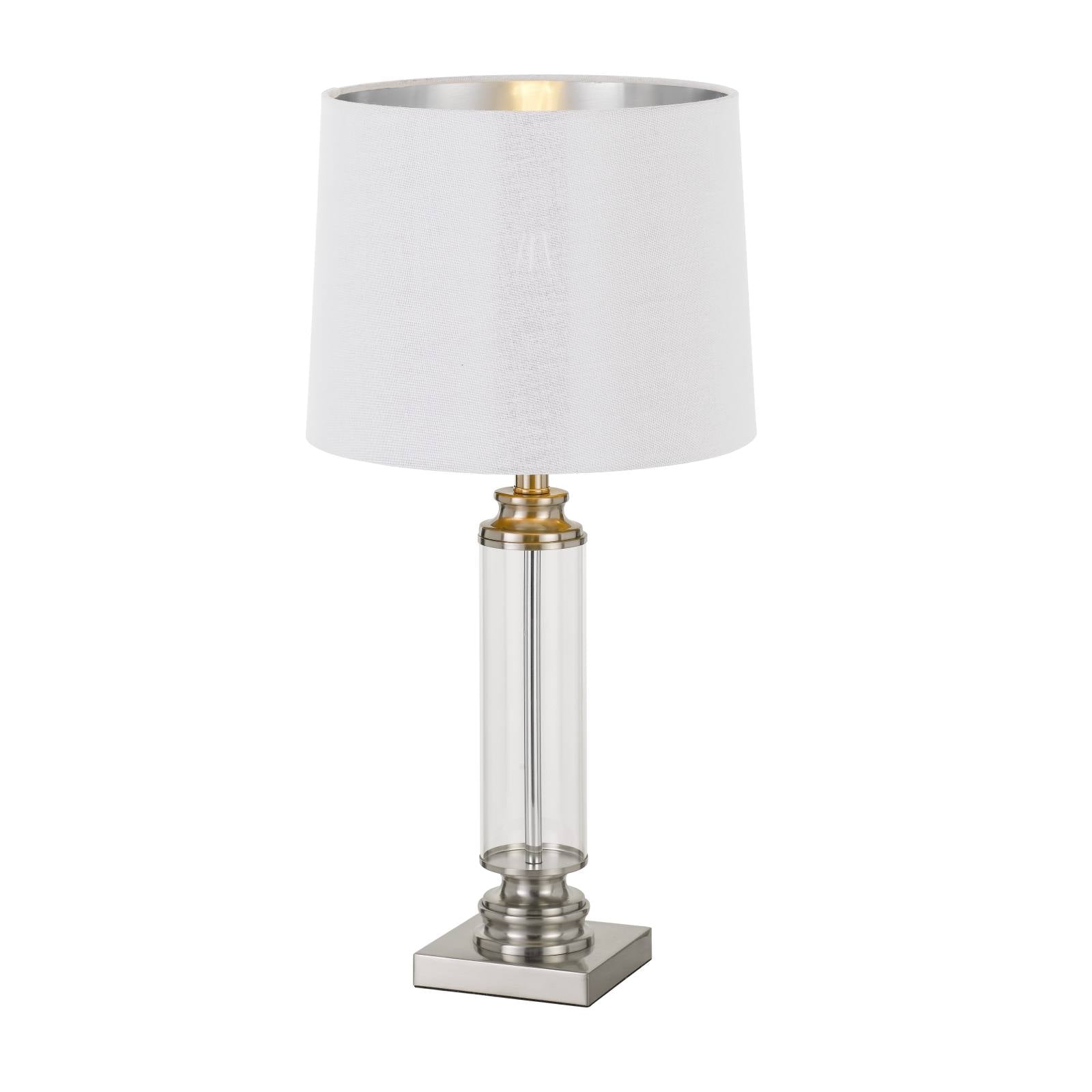 Dorcel Table Lamp, Nickel with Clear Shade
