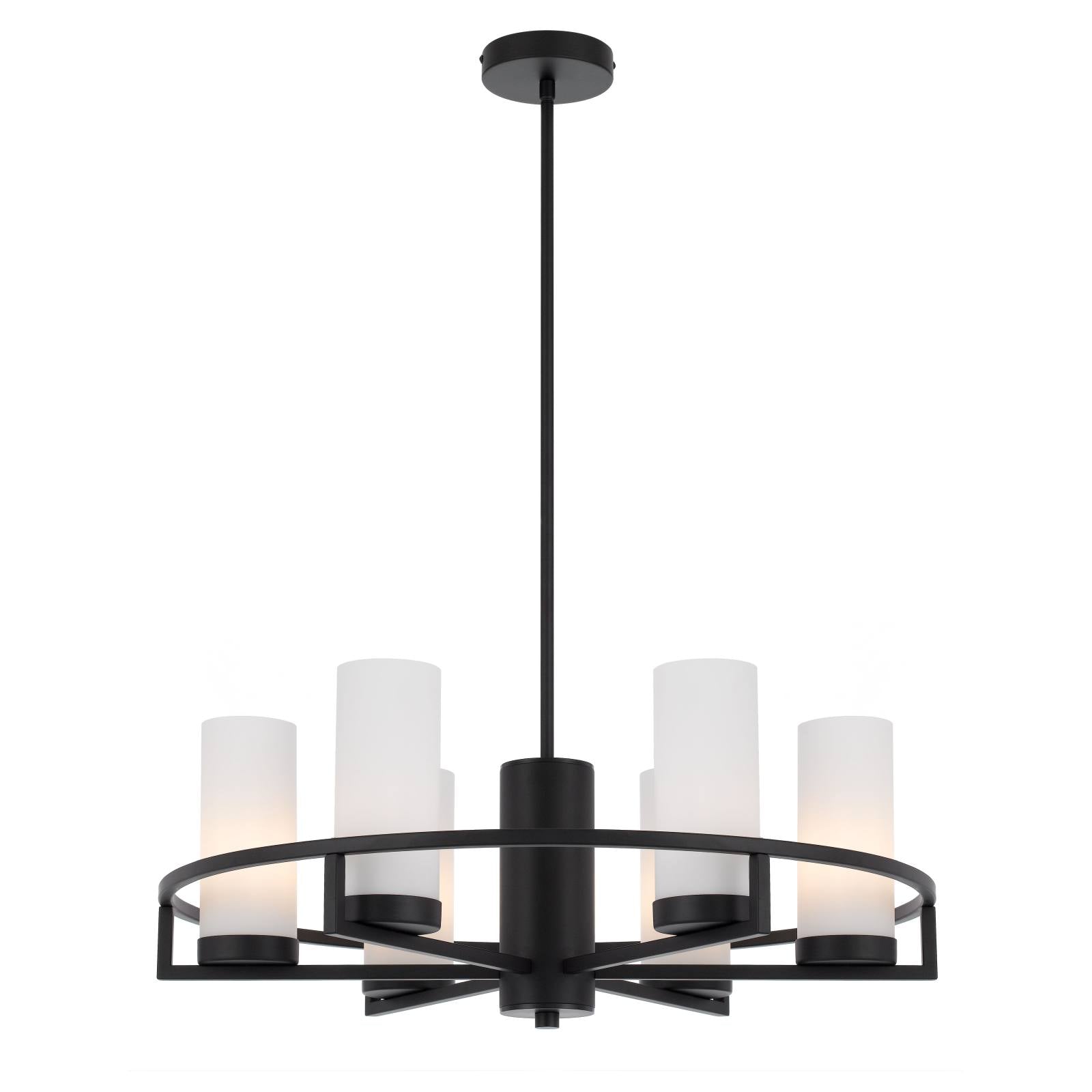 Eamon 6 Lights Pendant, Black, Opal Matte