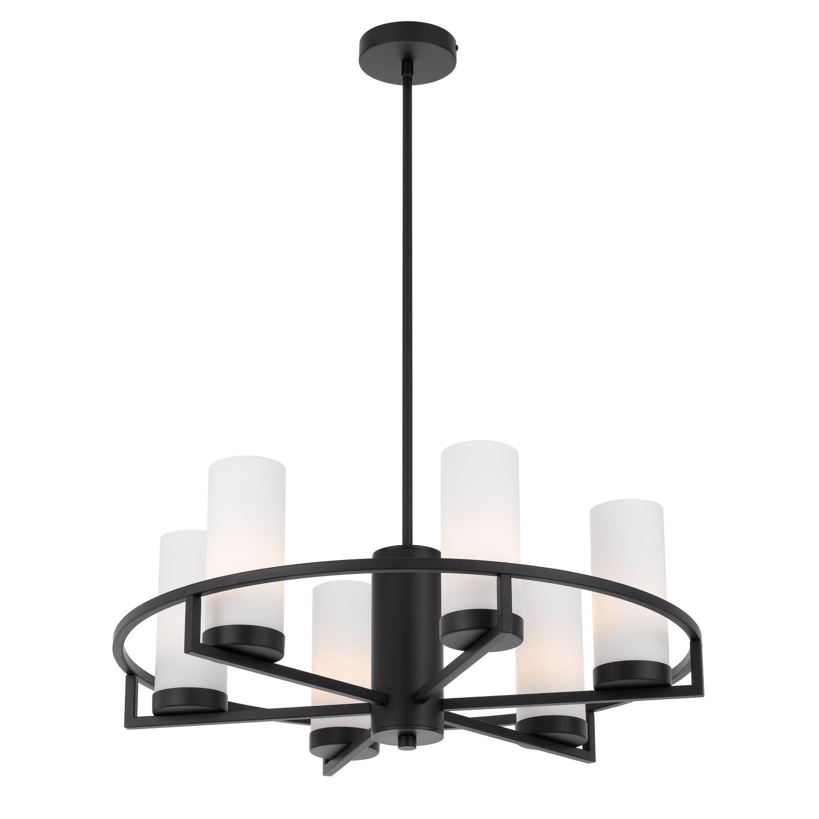 Eamon 6 Lights Pendant, Black, Opal Matte