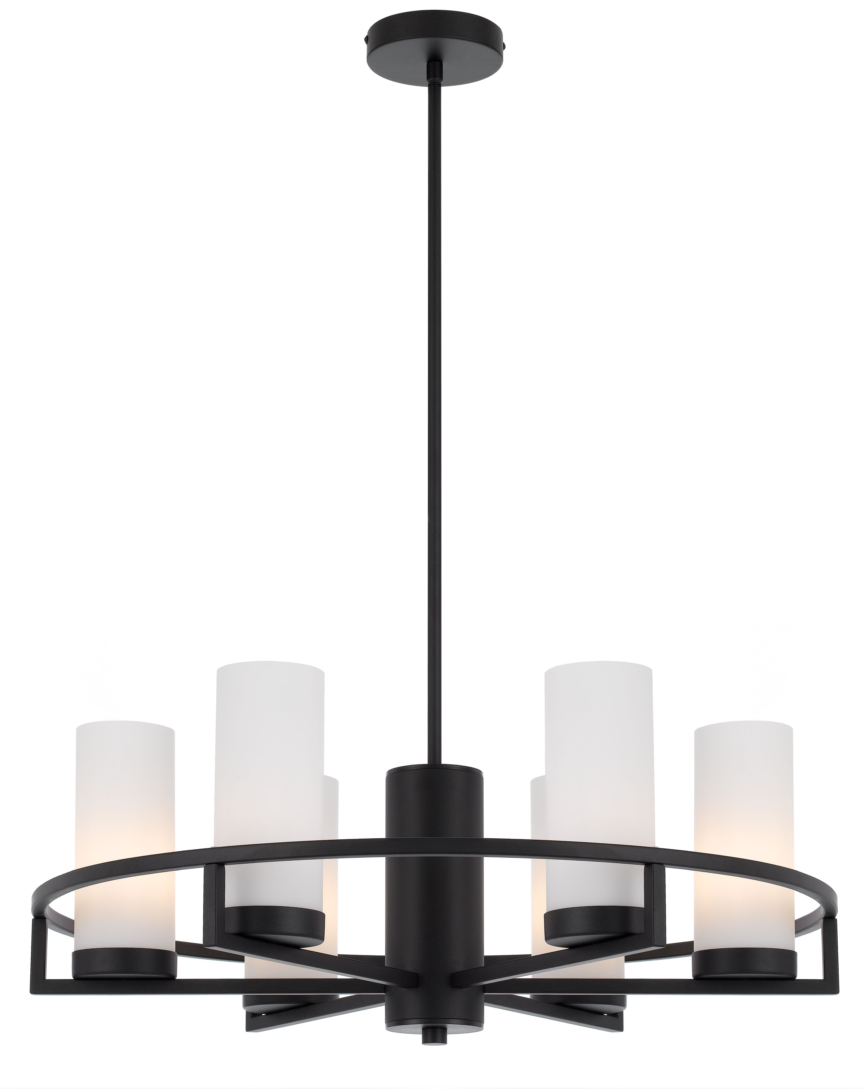 Eamon 6 Lights Pendant, Black, Opal Matte