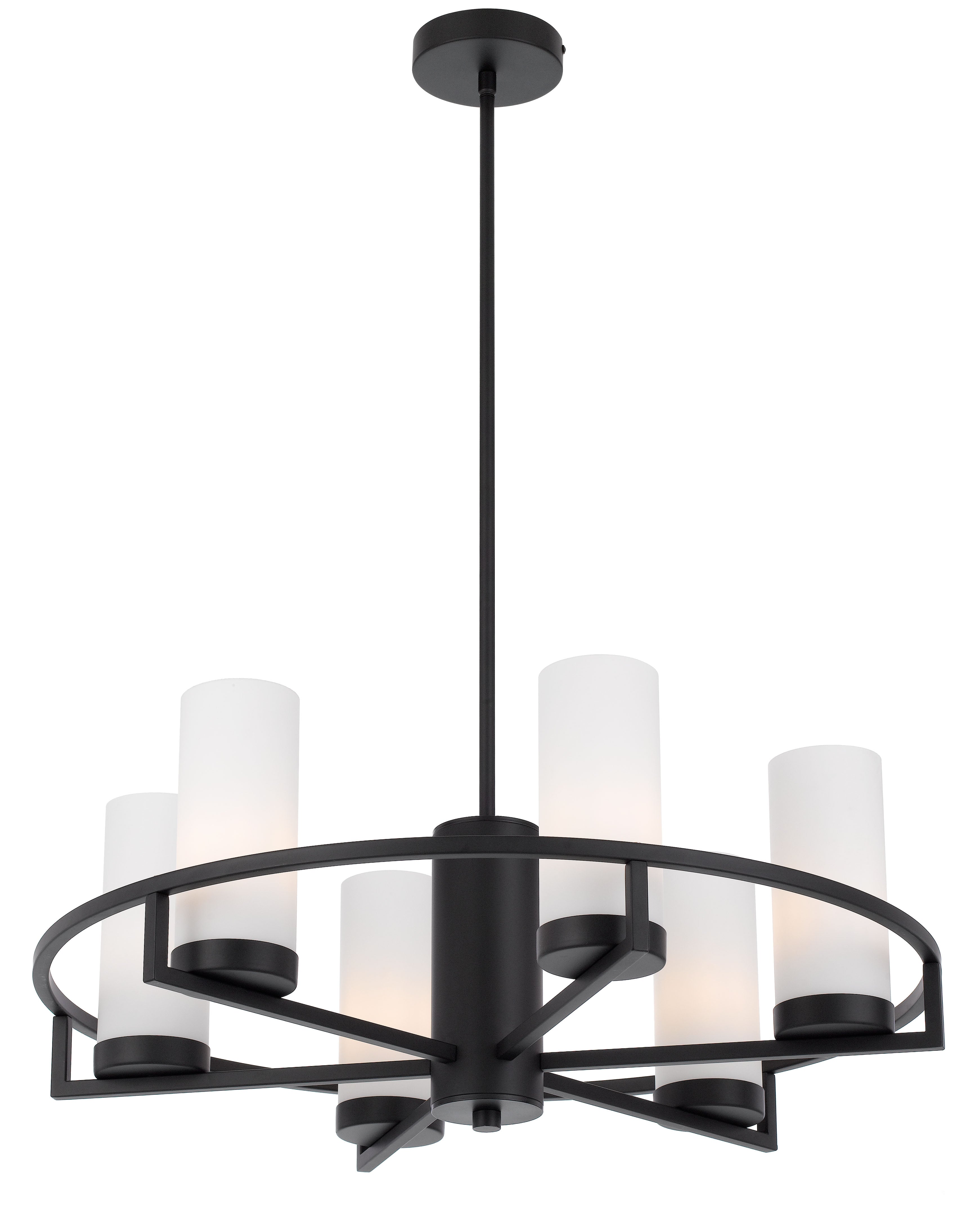 Eamon 6 Lights Pendant, Black, Opal Matte