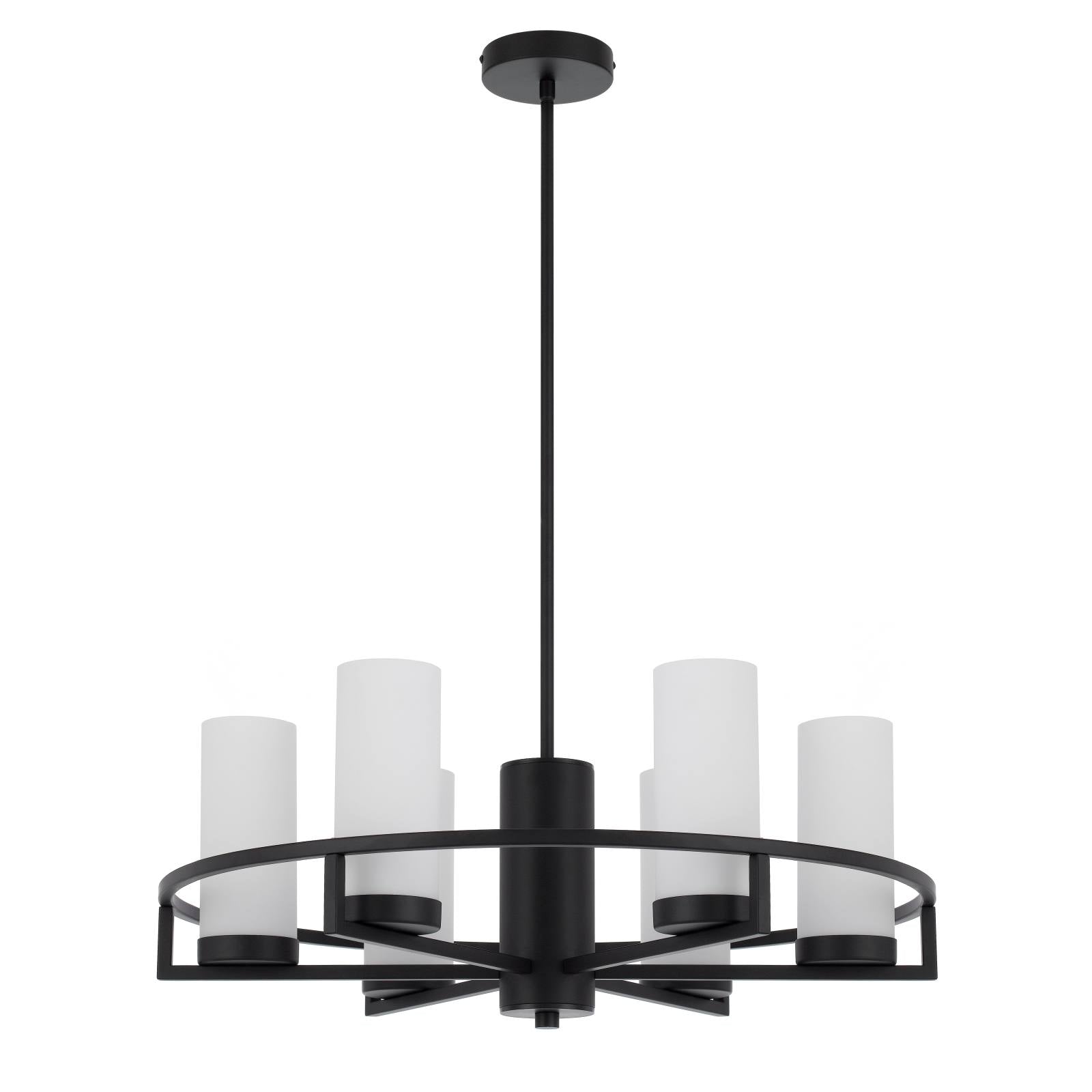 Eamon 6 Lights Pendant, Black, Opal Matte