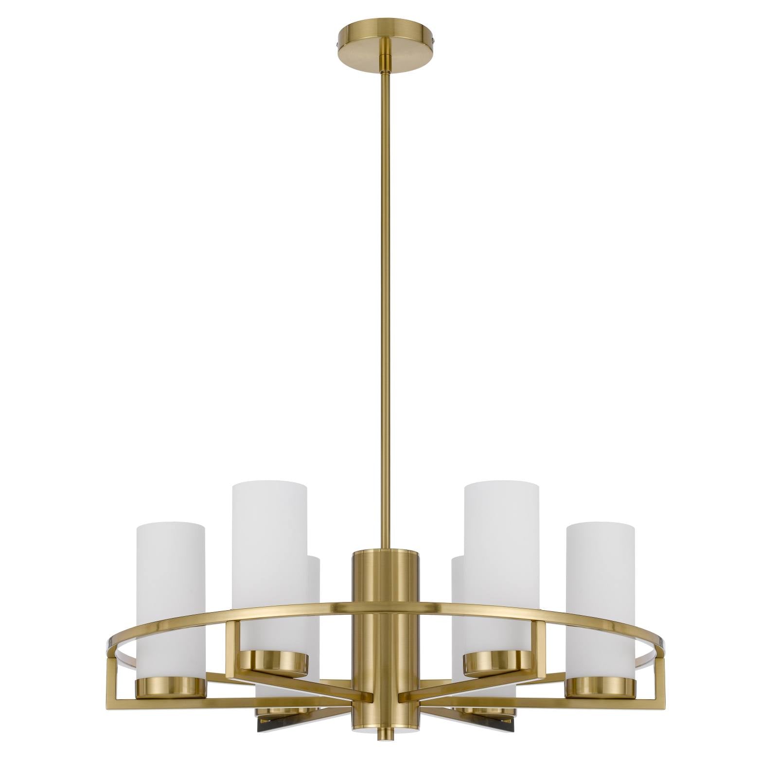 Eamon 6 Lights Pendant, Brass, Opal Matte