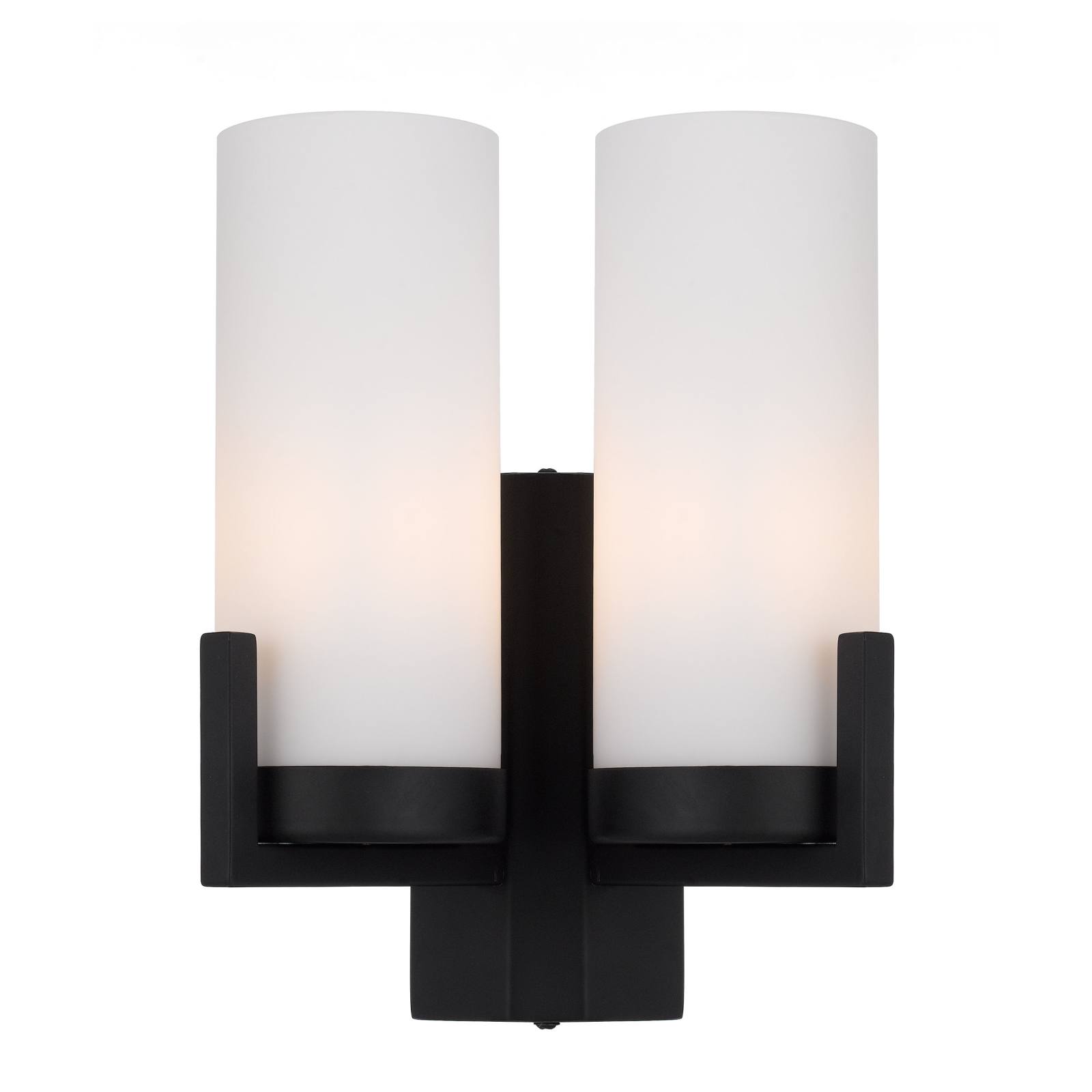 Eamon 2 Lights Wall Light, Black, Opal Matte