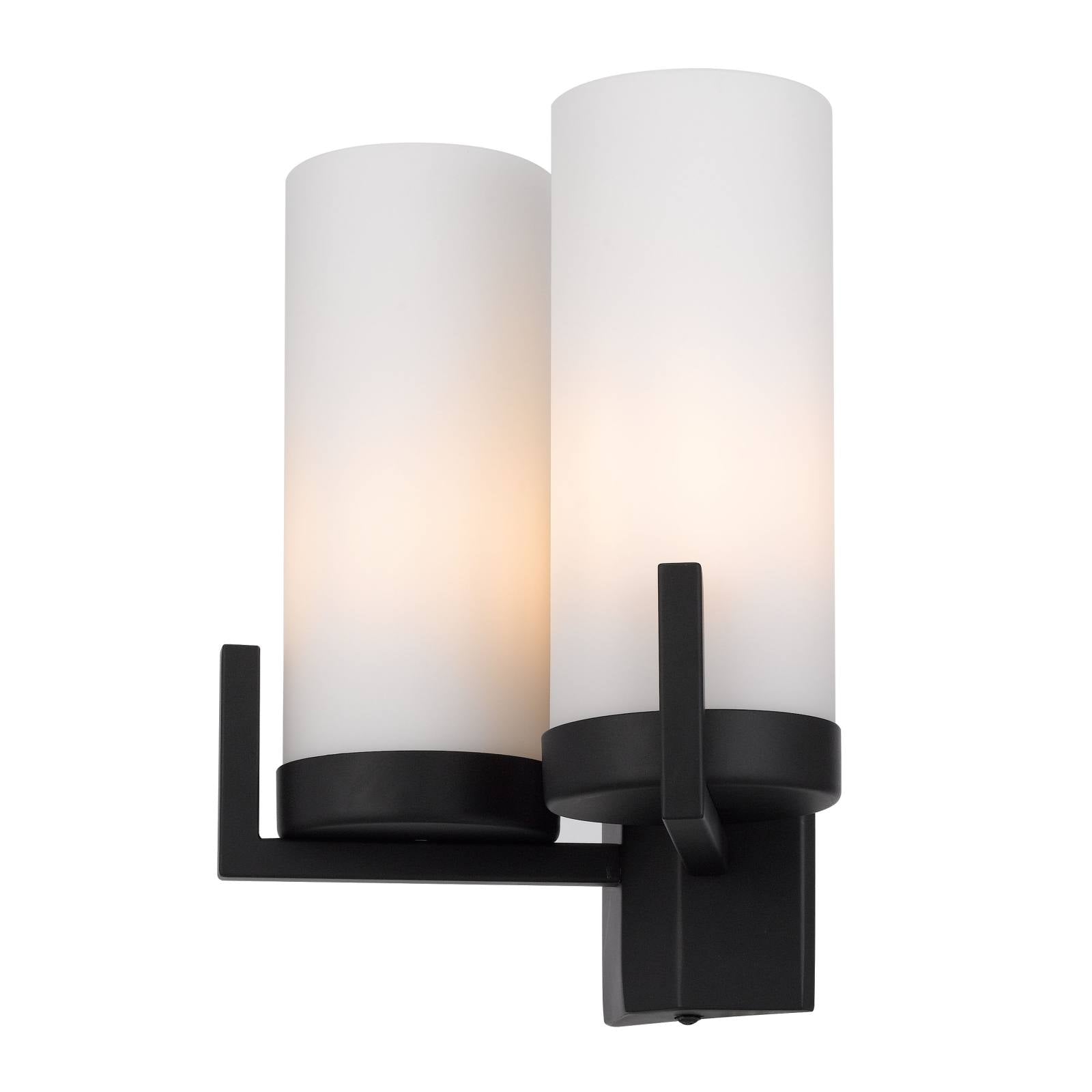 Eamon 2 Lights Wall Light, Black, Opal Matte
