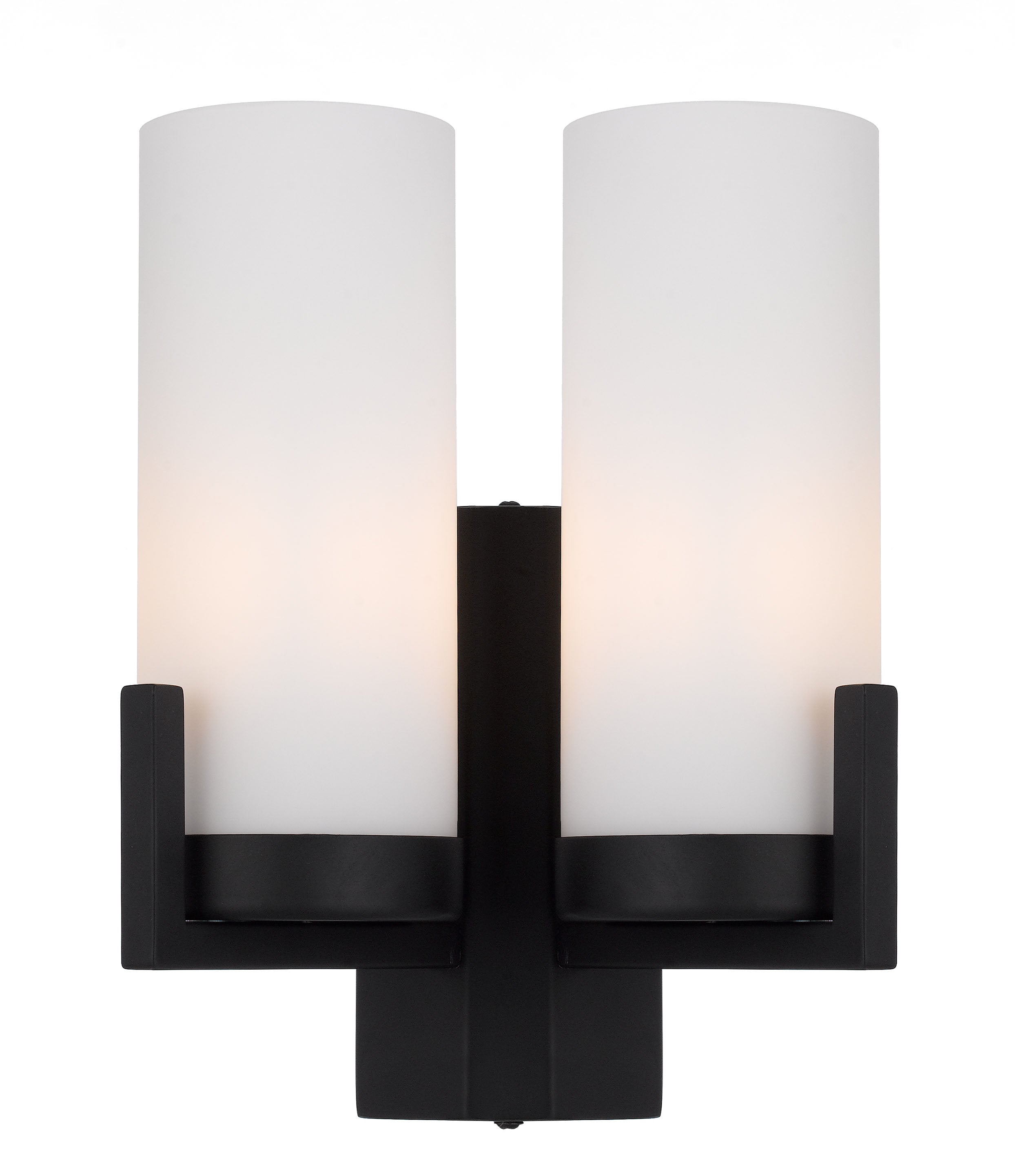 Eamon 2 Lights Wall Light, Black, Opal Matte