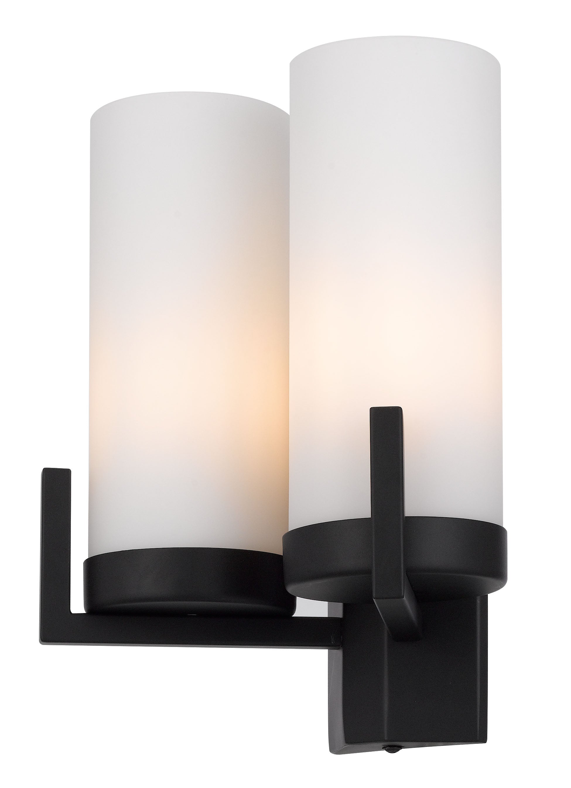 Eamon 2 Lights Wall Light, Black, Opal Matte