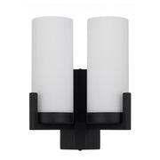 Eamon 2 Lights Wall Light, Black, Opal Matte