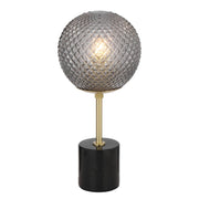 Elwick Table Lamp, Black Marble, Smoke Glass, Antique Gold