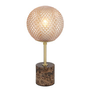 Elwick Table Lamp, Brown Marble, Antique Gold, Amber