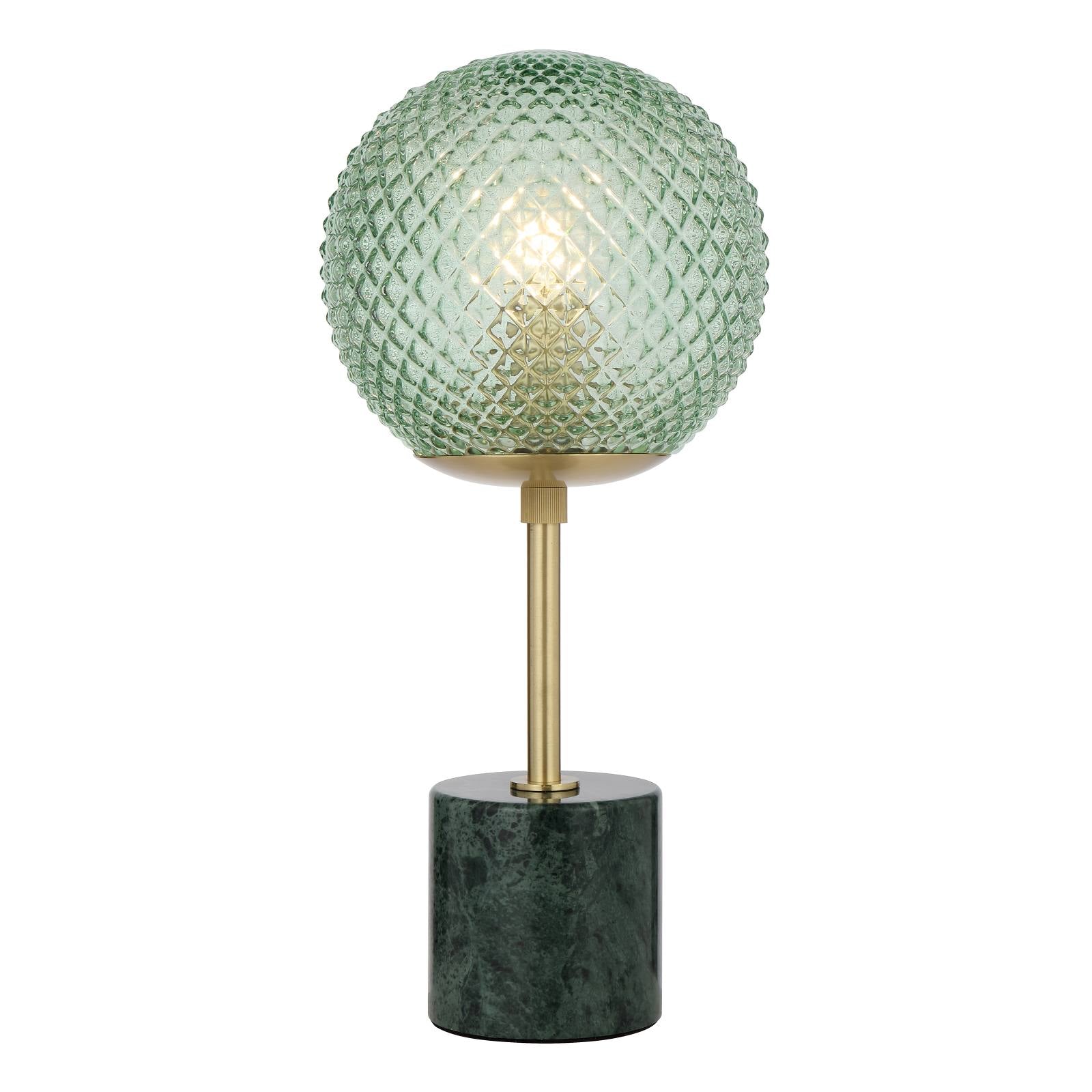 Elwick Table Lamp, Black Marble, Antique Gold, Green