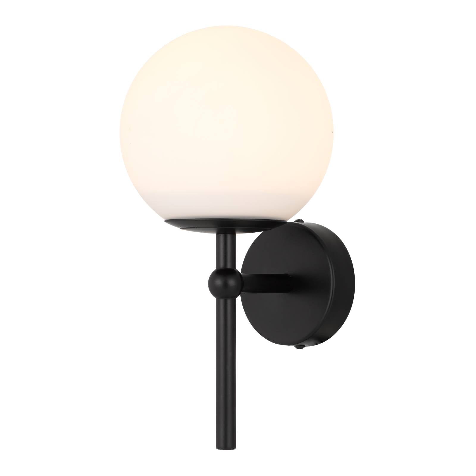 Eterna 1 Light Wall Light, Black, Opal Matte