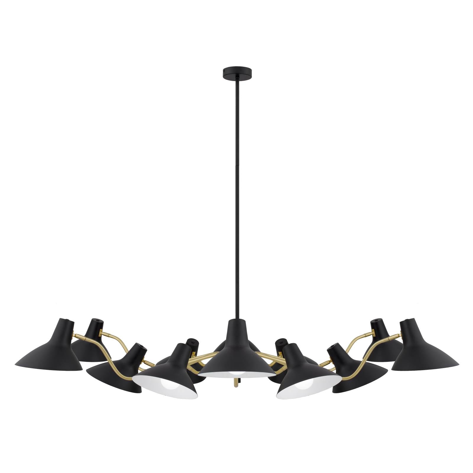 Farbon 12 Lights Pendant, Black, Brass