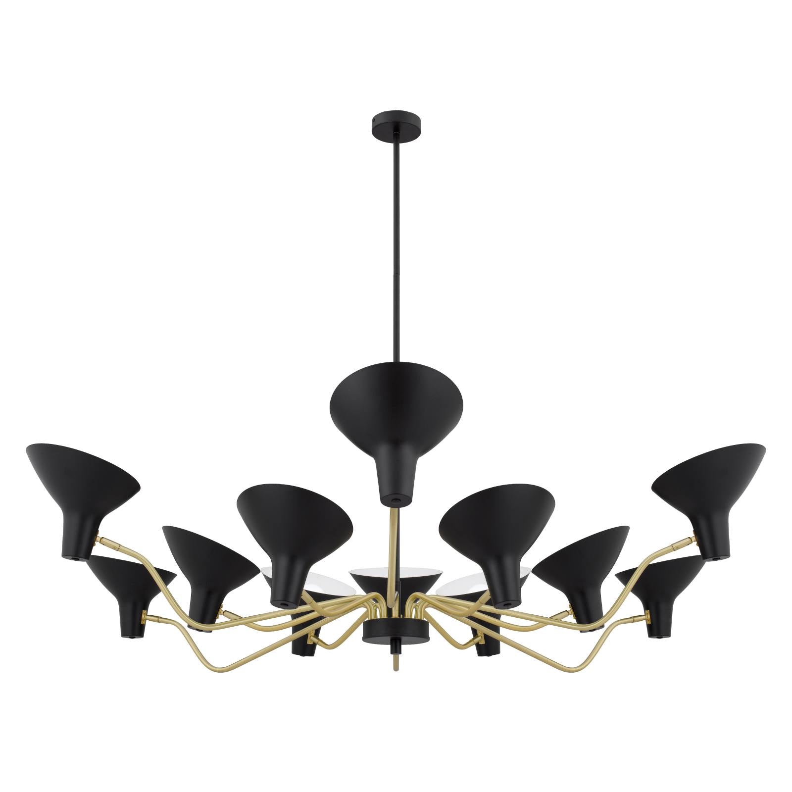 Farbon 12 Lights Pendant, Black, Brass