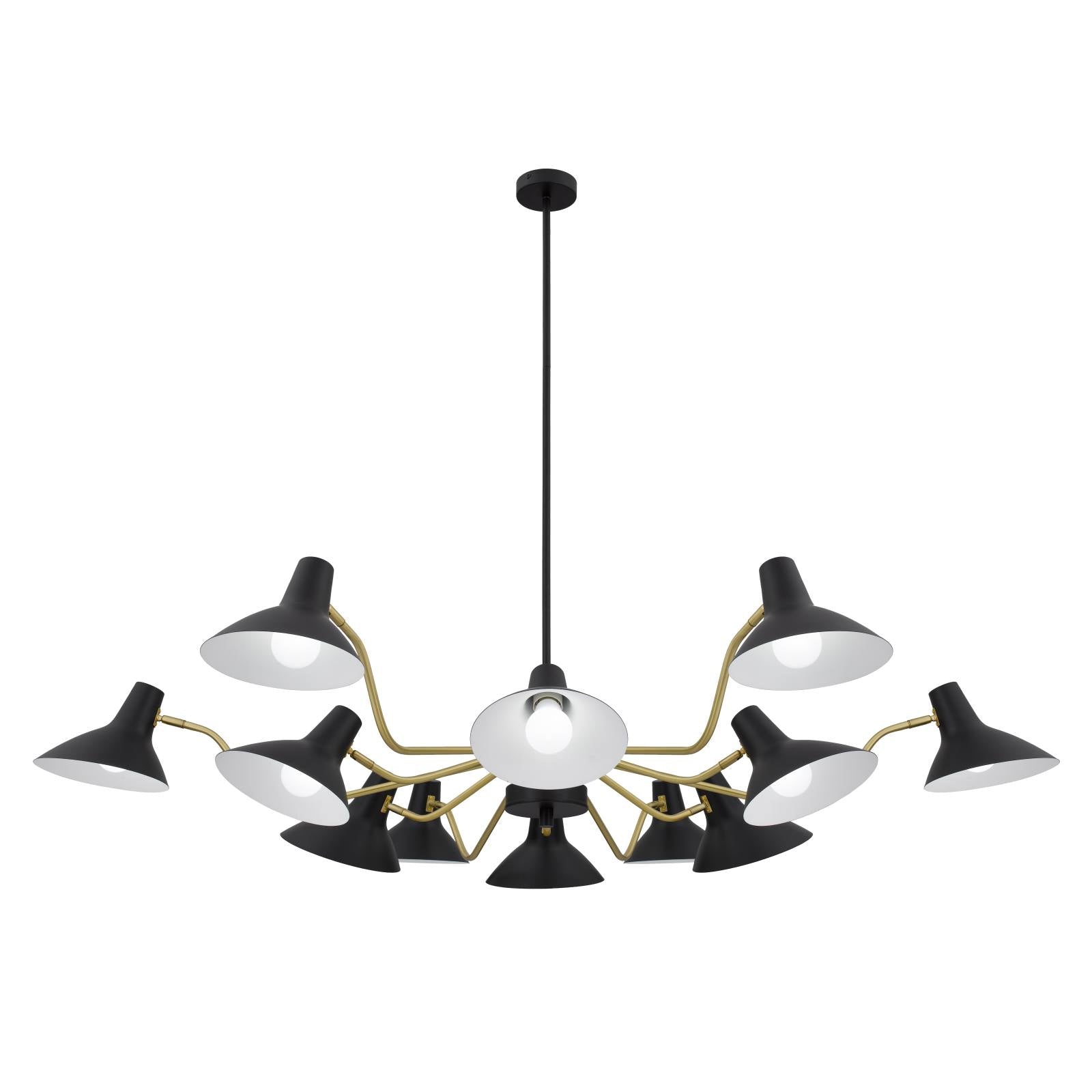 Farbon 12 Lights Pendant, Black, Brass