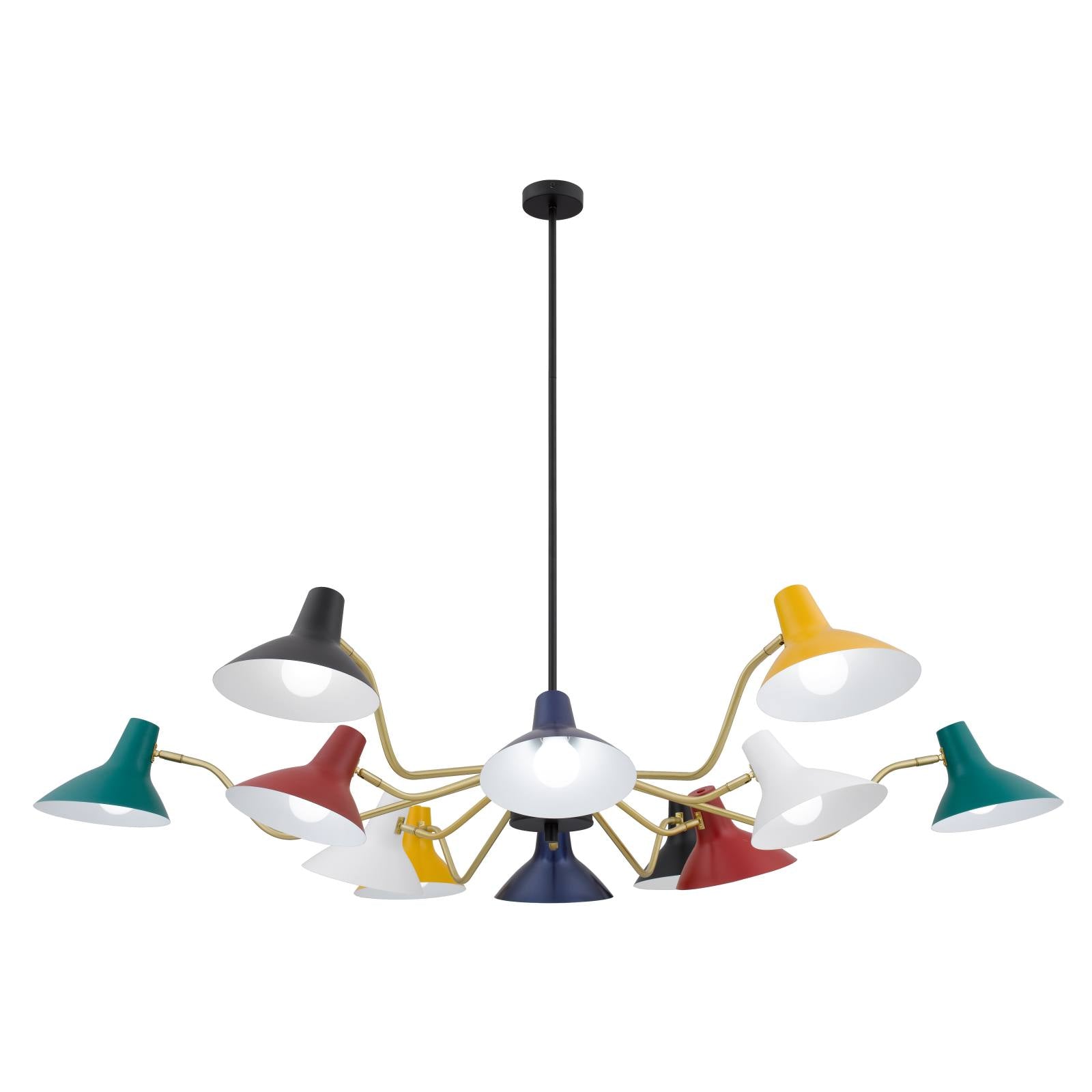 Farbon 12 Lights Pendant, Brass, Multi-Color