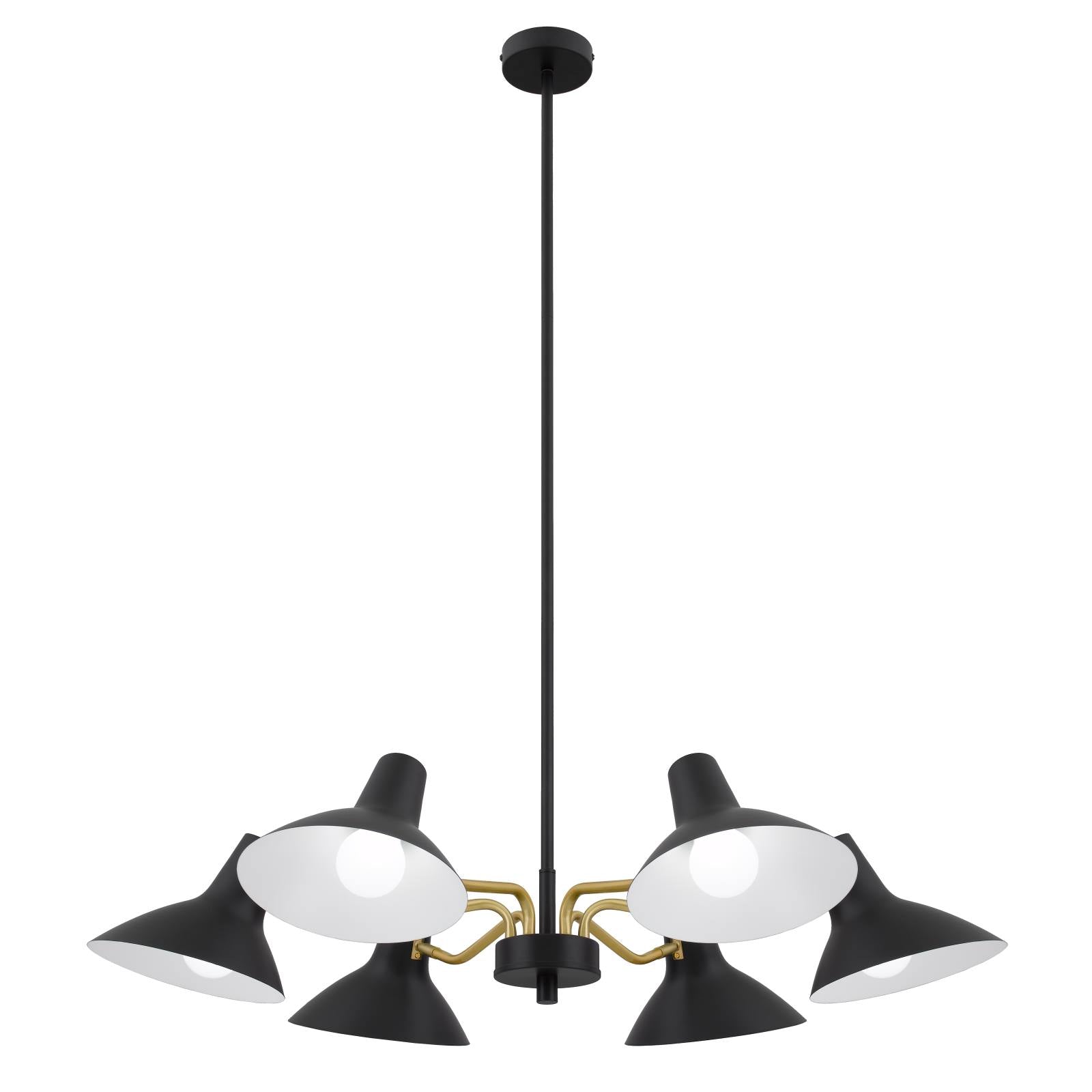 Farbon 6 Lights Pendant, Black, Brass