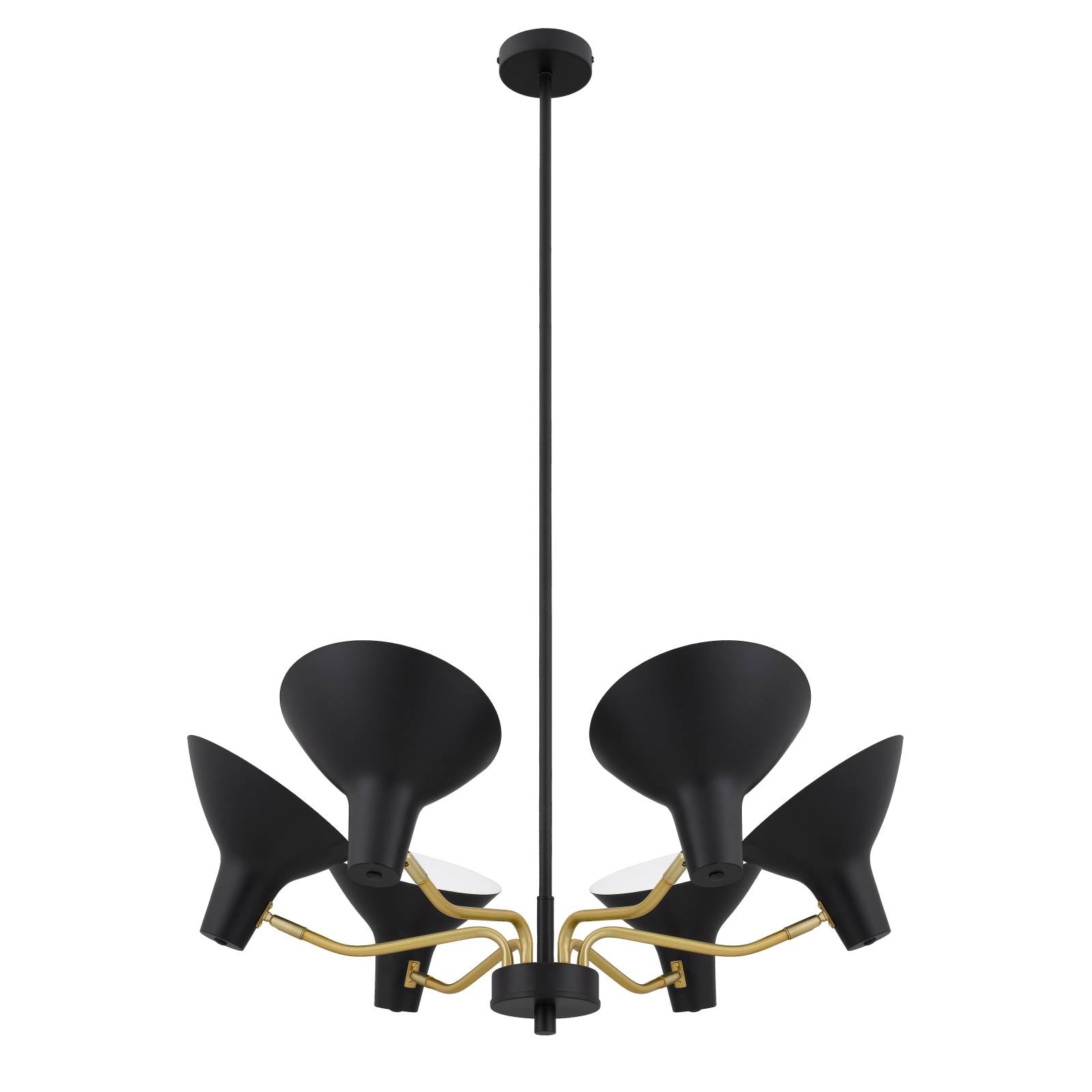 Farbon 6 Lights Pendant, Black, Brass