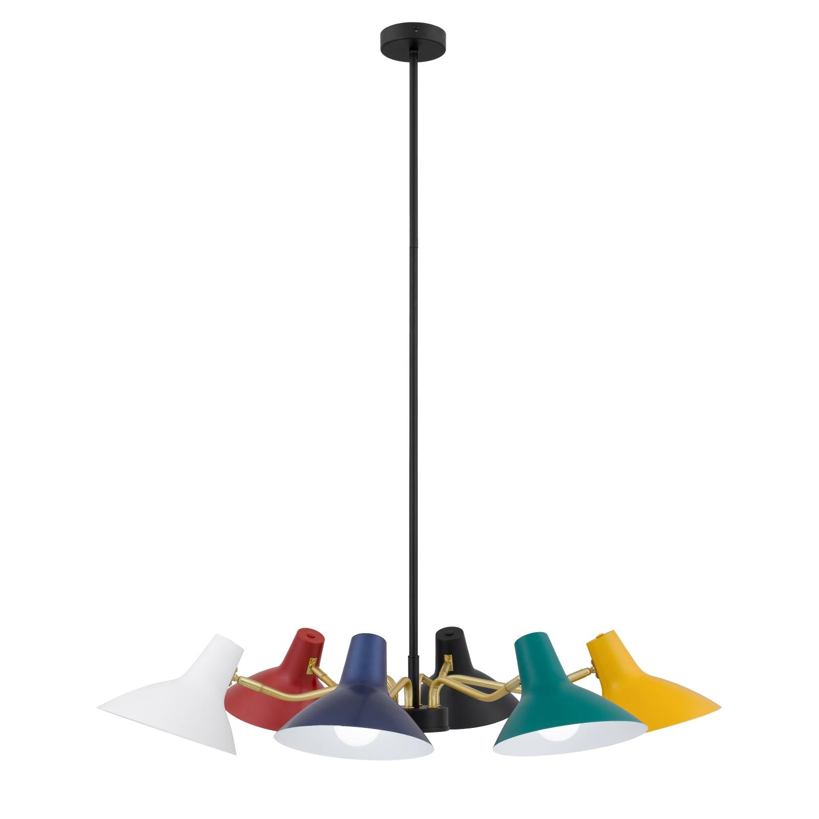 Farbon 6 Lights Pendant, Brass, Multi-Color