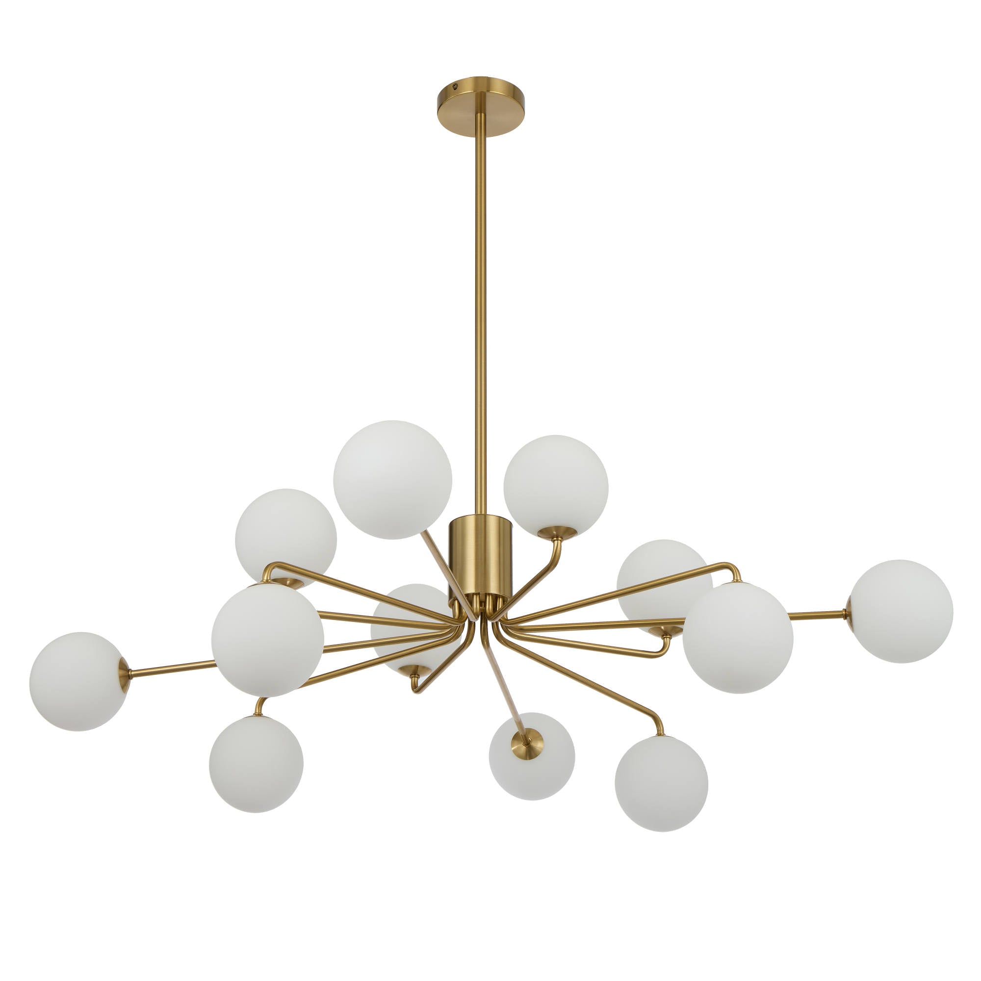 Felton 12 Light Pendant with Opal Matt Glass, Antique Gold