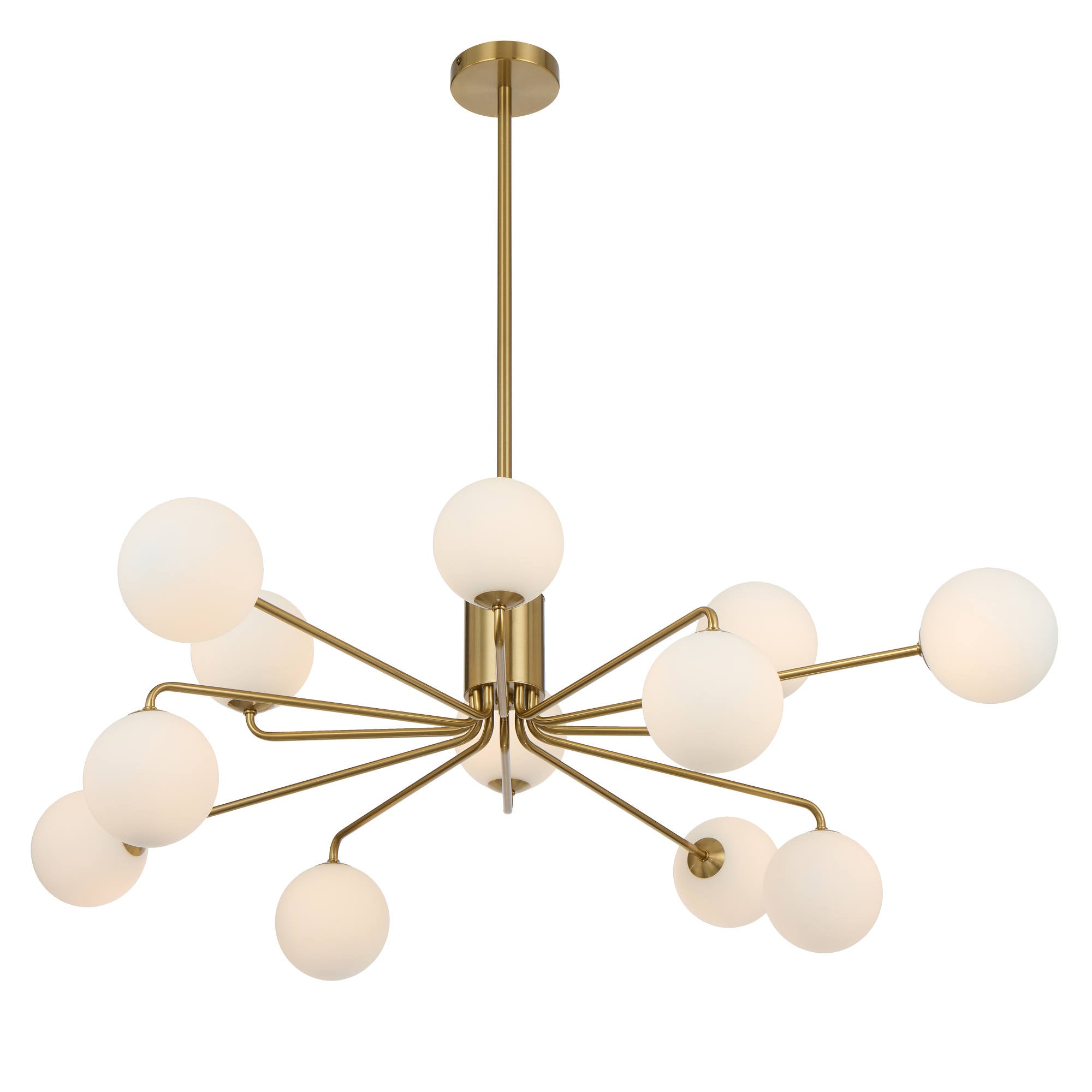 Felton 12 Light Pendant with Opal Matt Glass, Antique Gold