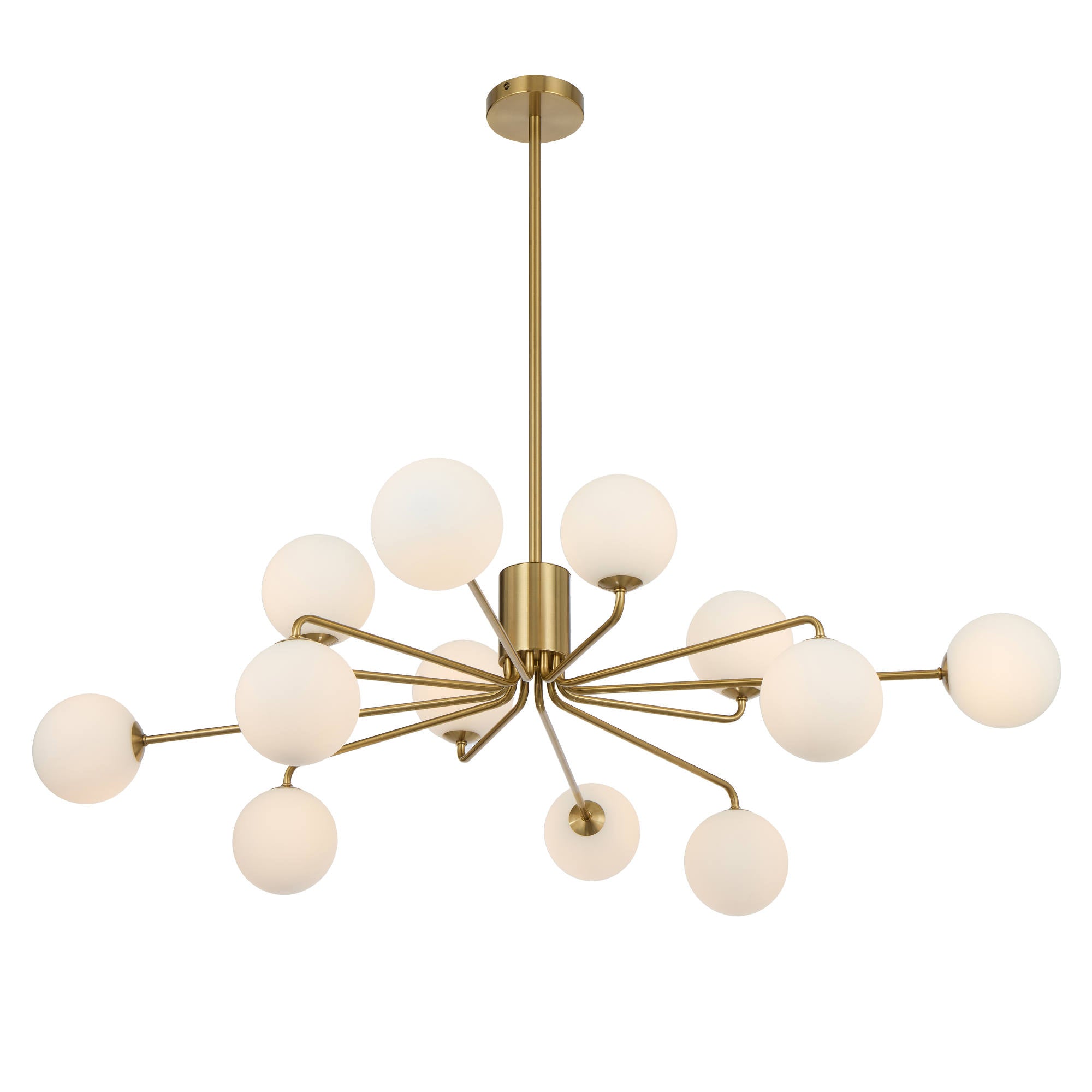 Felton 12 Light Pendant with Opal Matt Glass, Antique Gold