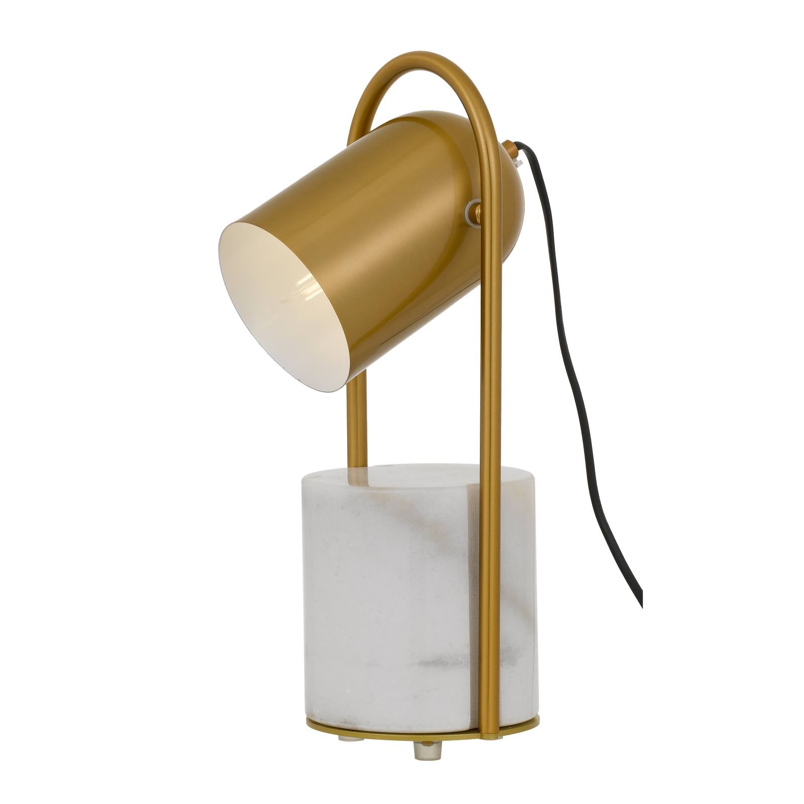 Fidel Table Lamp, White, Antique Gold
