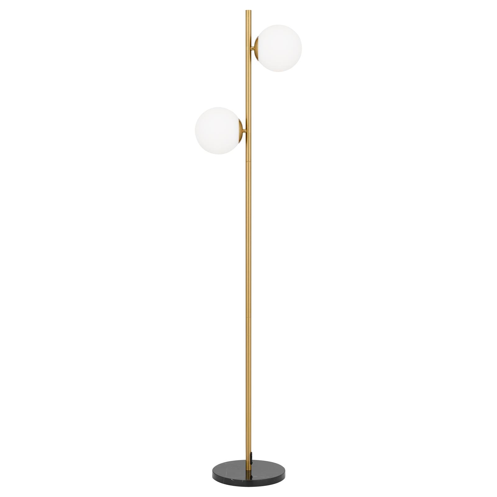 Figaro 2 Lights Floor, Antique Gold, Black Marble
