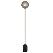 Gina Floor Lamp, Black, Dark Antique Brass, Smoke Glass