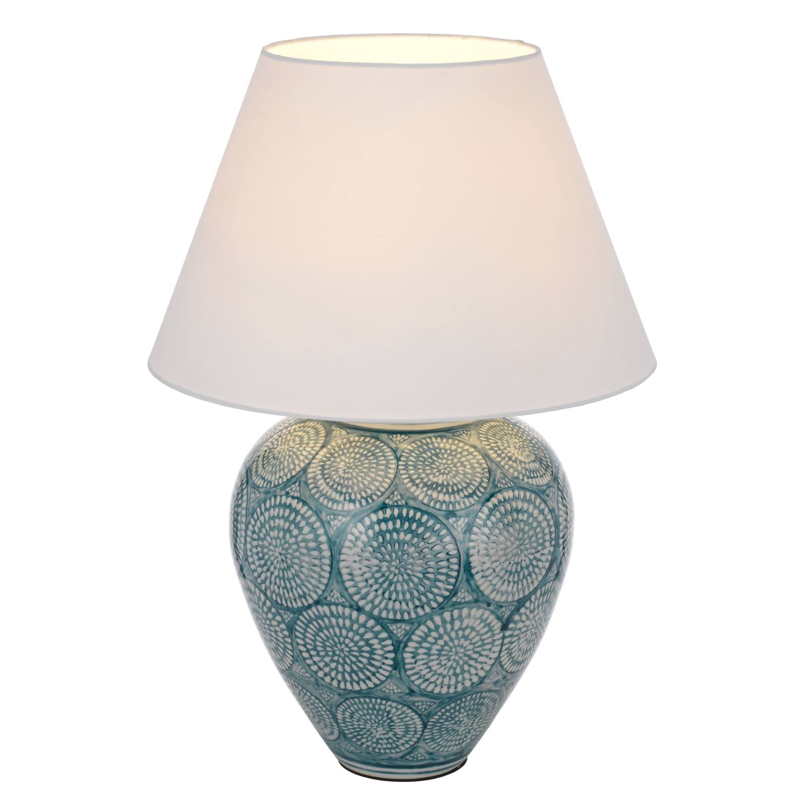 Hannah Ceramic Table Lamp, Blue, White