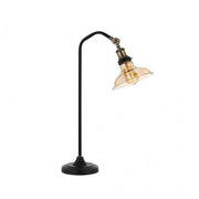 Hertel Table Lamp, Black Base & Amber Shade