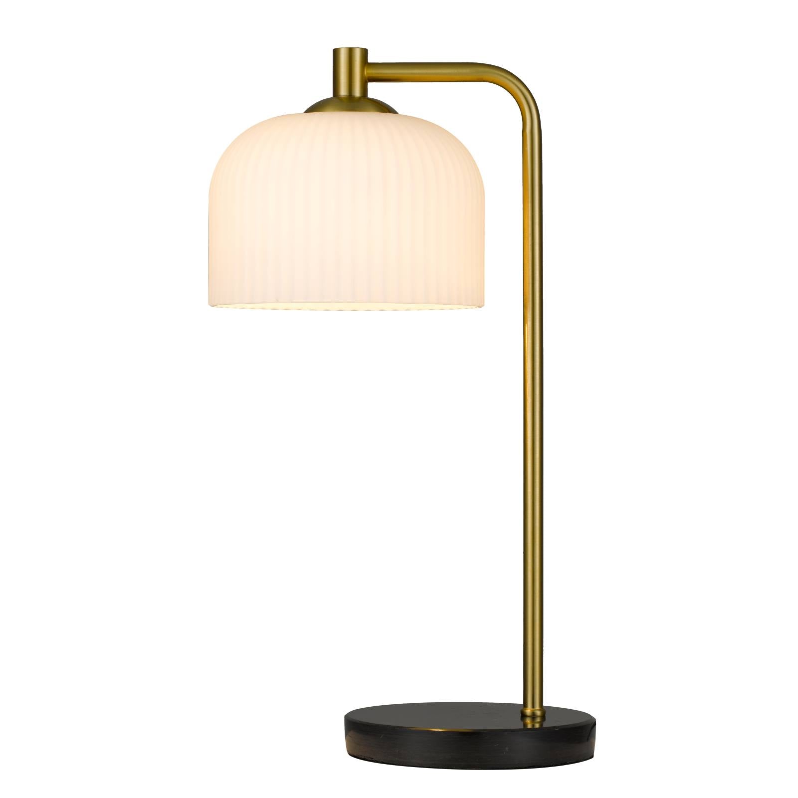 Hoff Table Lamp, Antique Gold, Black Marble, Opal Matte