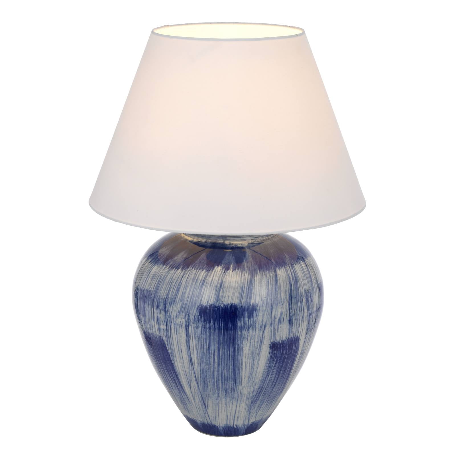Jamie Ceramic Table Lamp, Blue, White