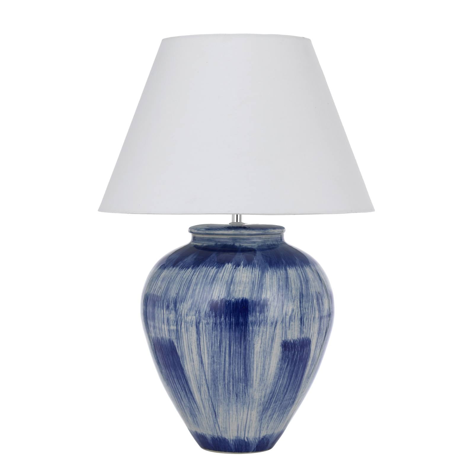 Jamie Ceramic Table Lamp, Blue, White