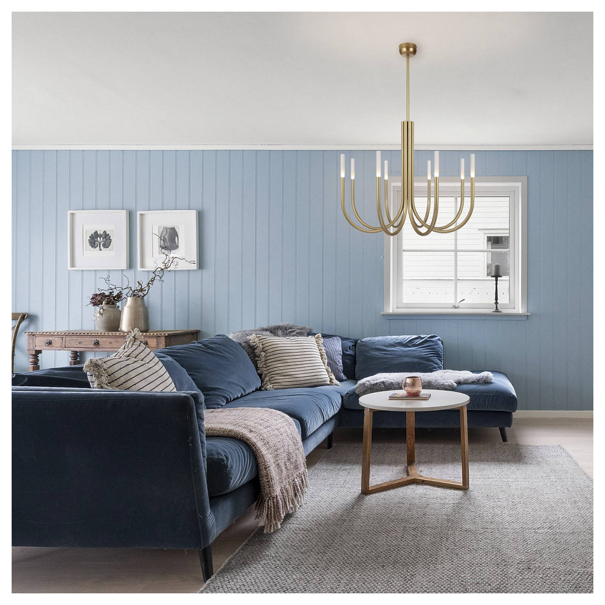 Joshua 8 Light Pendant, Gold