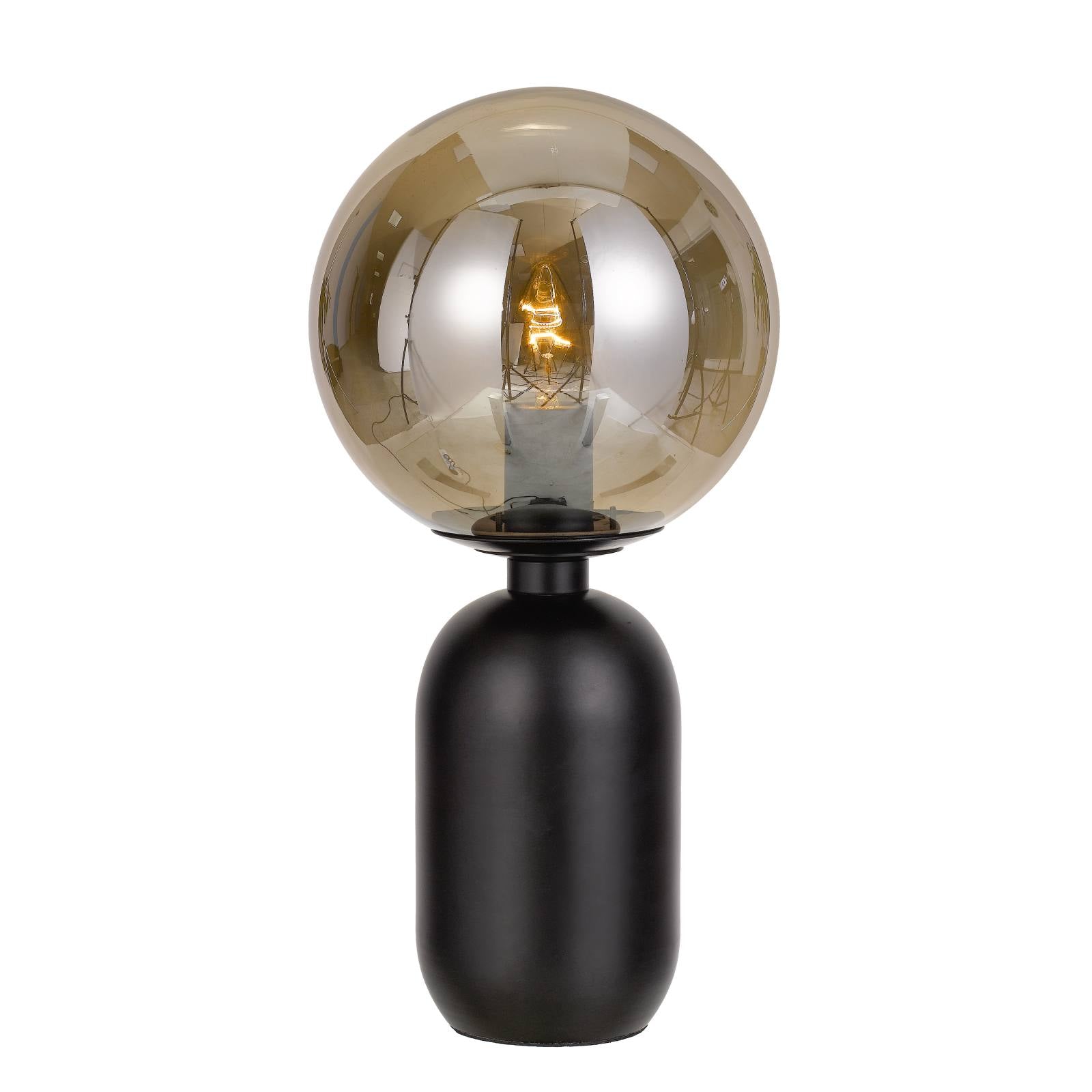 Kade Table Lamp, Black, Smoke Glass
