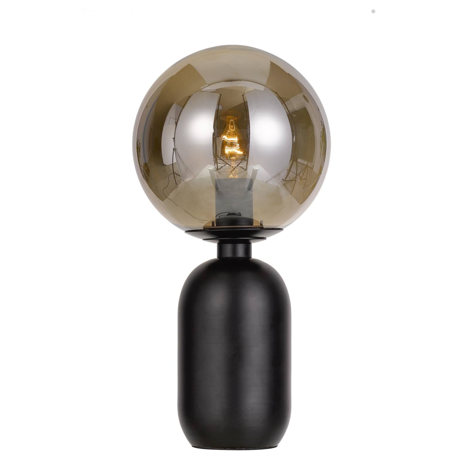 Kade Table Lamp, Black, Smoke Glass