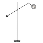 Kemi Floor Lamp, White, Smoke Glass, Black Marble