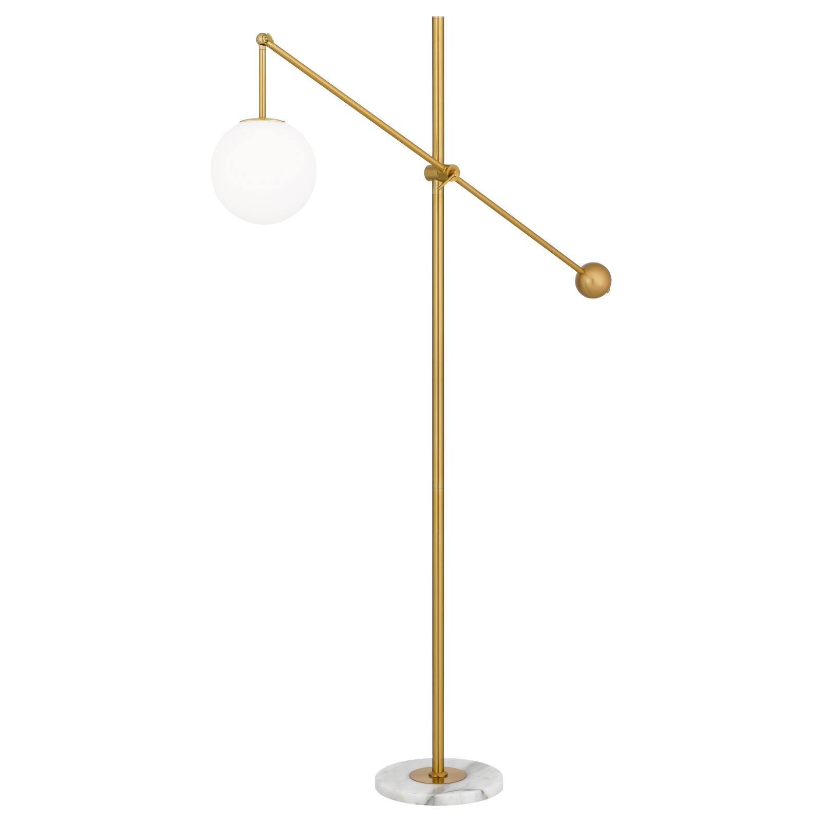 Kemi Floor Lamp, Opal Matte, Gold, White Marble